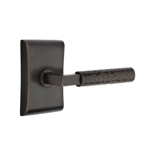 Emtek L-Square Hammered Door Lever with Neos Rosette