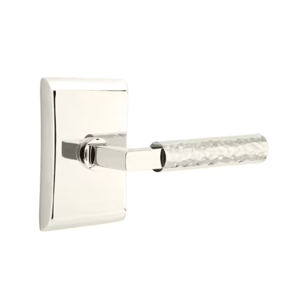 Emtek L-Square Hammered Door Lever with Neos Rosette