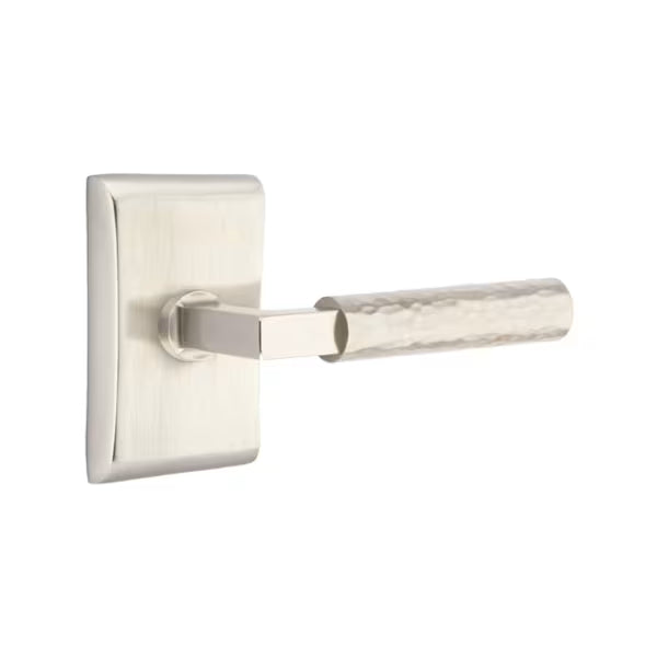Emtek L-Square Hammered Door Lever with Neos Rosette