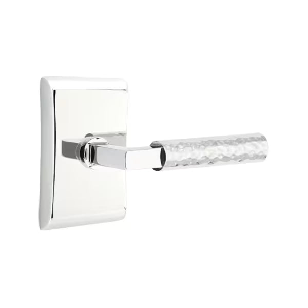 Emtek L-Square Hammered Door Lever with Neos Rosette