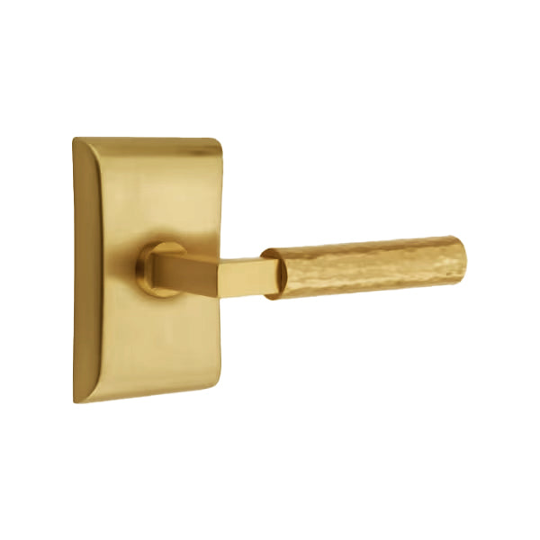 Emtek L-Square Hammered Door Lever with Neos Rosette