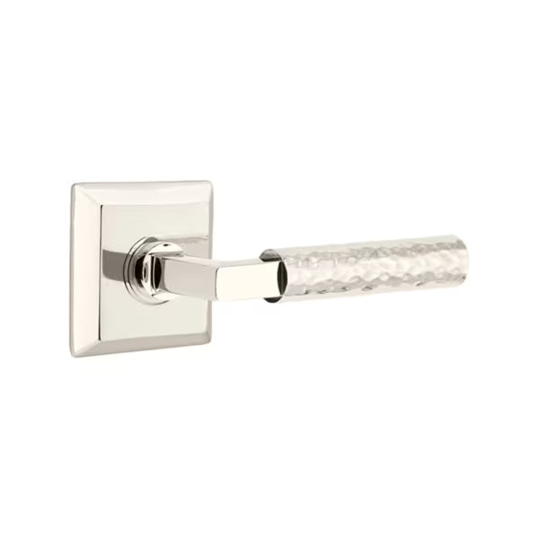 Emtek L-Square Hammered Door Lever with Quincy Rosette