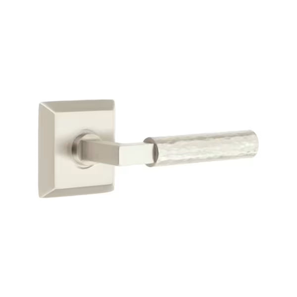 Emtek L-Square Hammered Door Lever with Quincy Rosette