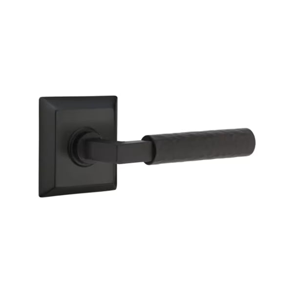 Emtek L-Square Hammered Door Lever with Quincy Rosette
