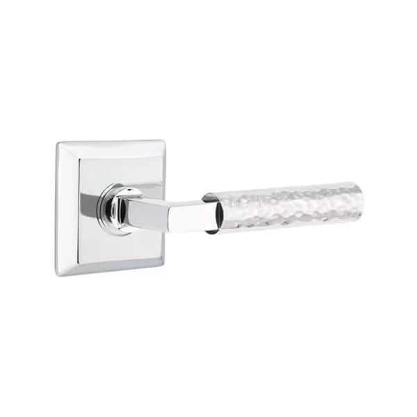 Emtek L-Square Hammered Door Lever with Quincy Rosette