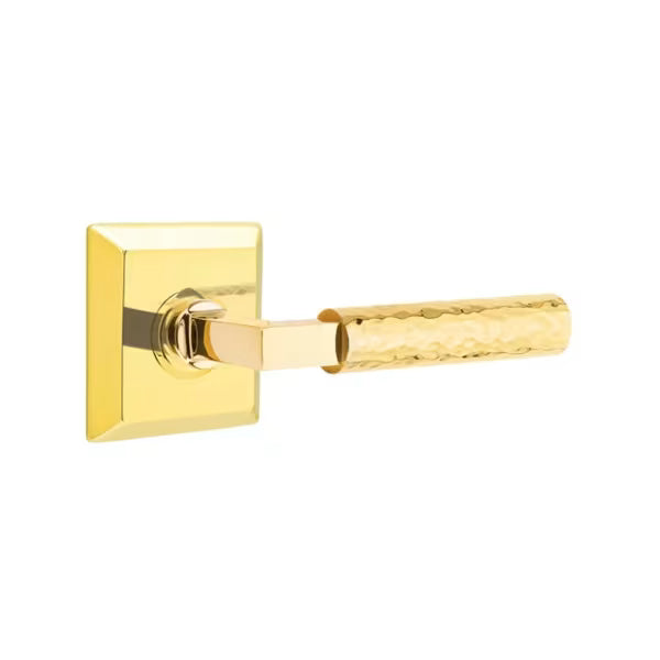 Emtek L-Square Hammered Door Lever with Quincy Rosette