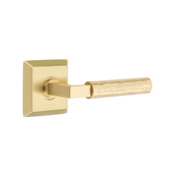 Emtek L-Square Hammered Door Lever with Quincy Rosette