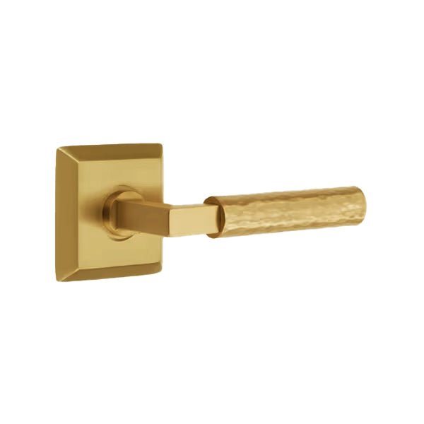 Emtek L-Square Hammered Door Lever with Quincy Rosette