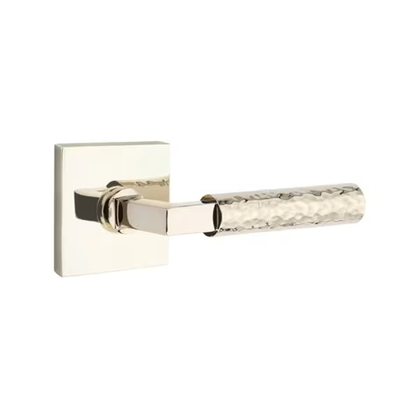 Emtek L-Square Hammered Door Lever with Square Rosette