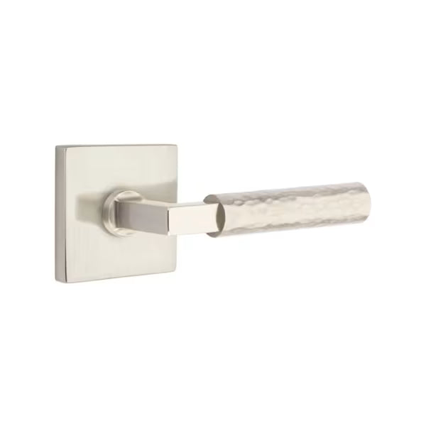 Emtek L-Square Hammered Door Lever with Square Rosette
