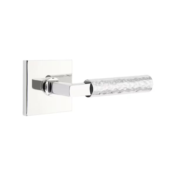 Emtek L-Square Hammered Door Lever with Square Rosette