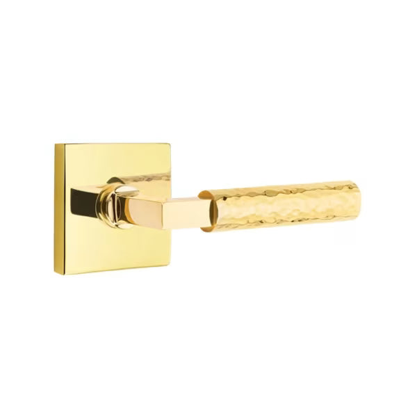 Emtek L-Square Hammered Door Lever with Square Rosette