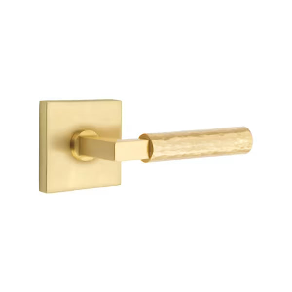 Emtek L-Square Hammered Door Lever with Square Rosette