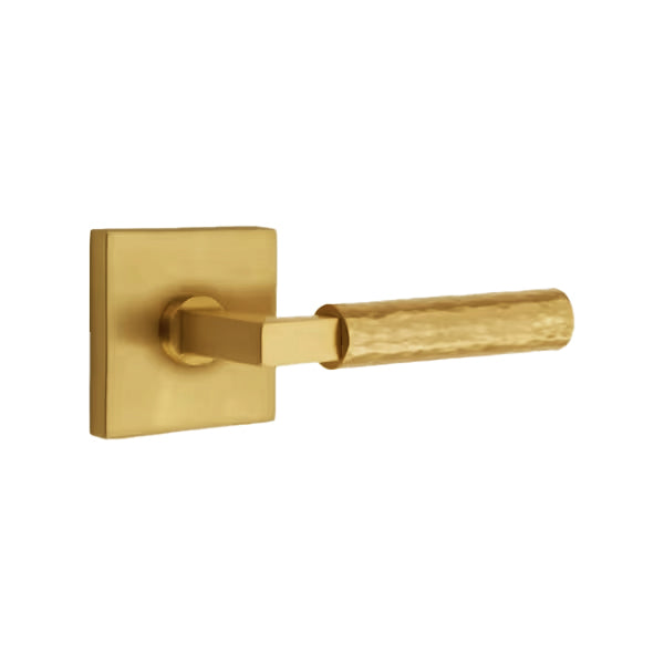 Emtek L-Square Hammered Door Lever with Square Rosette