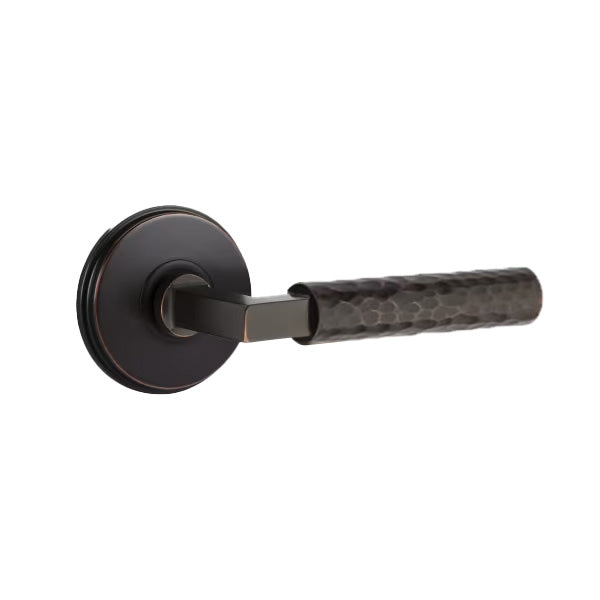 Emtek L-Square Hammered Lever Handle with Watford Rosette