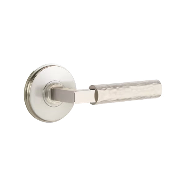 Emtek L-Square Hammered Lever Handle with Watford Rosette