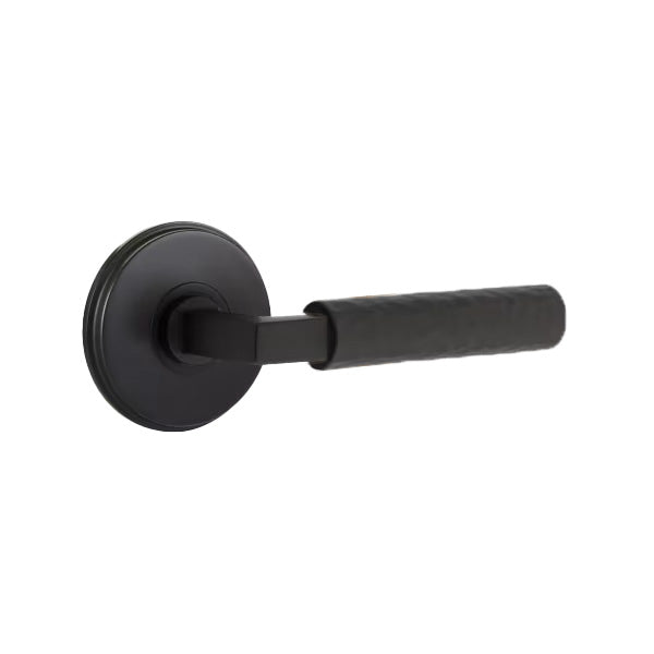 Emtek L-Square Hammered Lever Handle with Watford Rosette