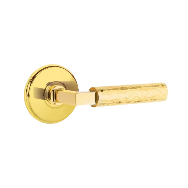 Emtek L-Square Hammered Lever Handle with Watford Rosette