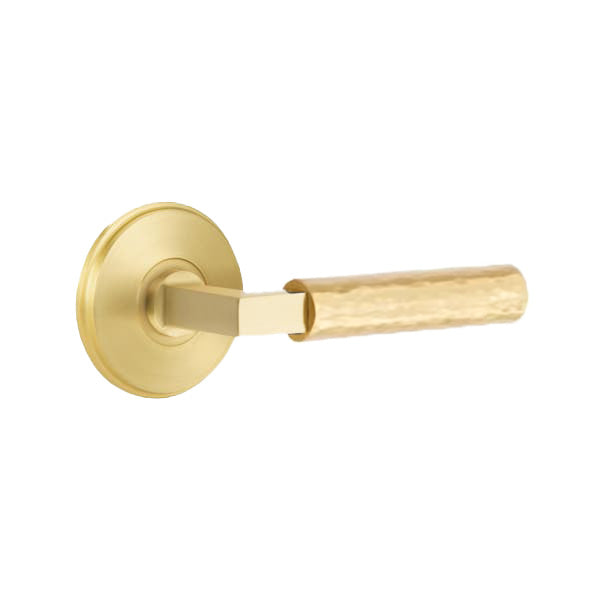 Emtek L-Square Hammered Lever Handle with Watford Rosette