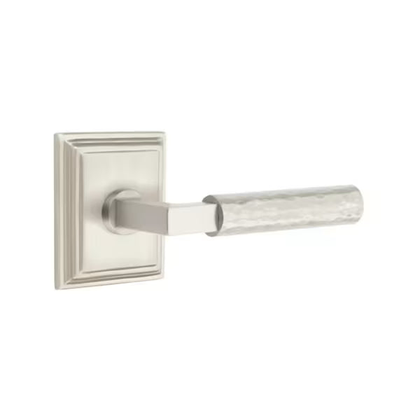 Emtek L-Square Hammered Door Lever with Wilshire Rosette