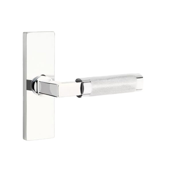 Emtek L-Square Knurled Style Door Lever with 1 1/2 x 5 inch Rectangular Stretto Rosette
