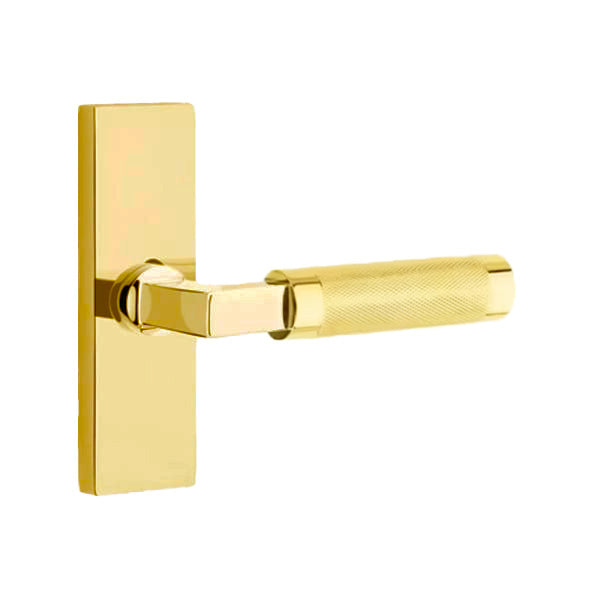 Emtek L-Square Knurled Style Door Lever with 1 1/2 x 5 inch Rectangular Stretto Rosette