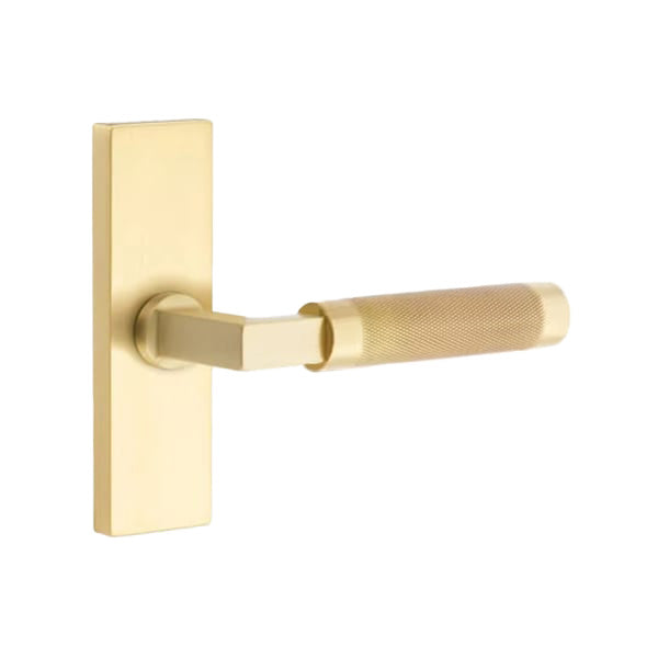 Emtek L-Square Knurled Style Door Lever with 1 1/2 x 5 inch Rectangular Stretto Rosette