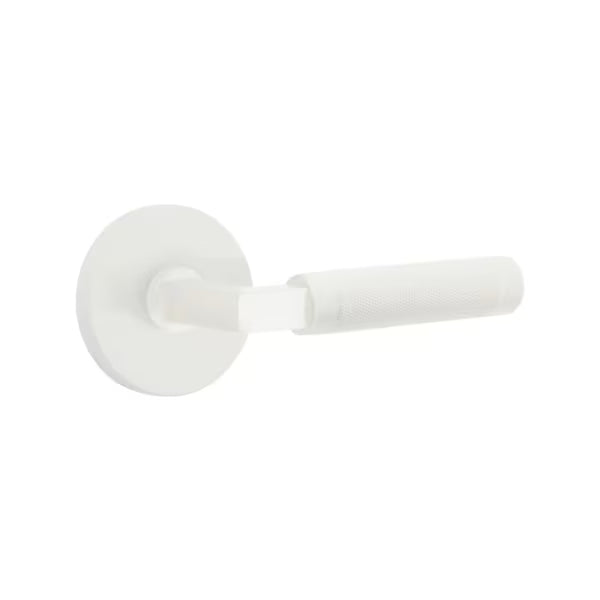Emtek L-Square Knurled Door Lever with Disk Rosette