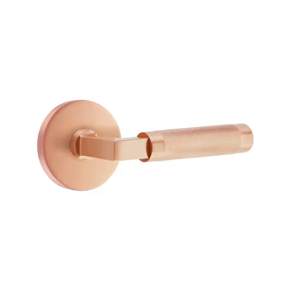 Emtek L-Square Knurled Door Lever with Disk Rosette