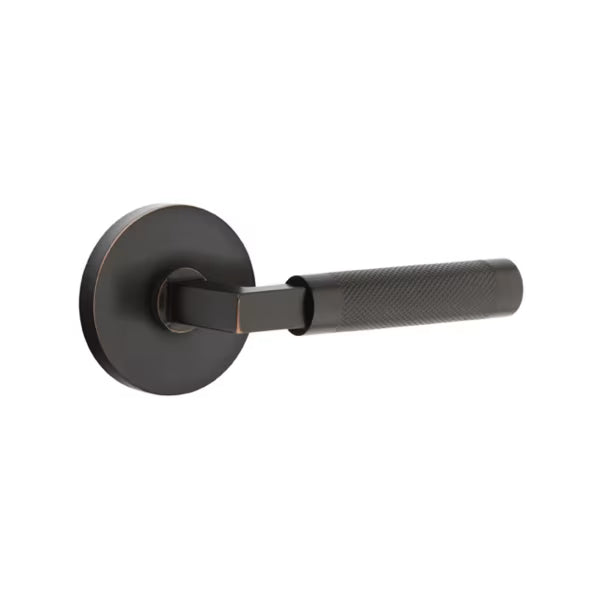 Emtek L-Square Knurled Door Lever with Disk Rosette