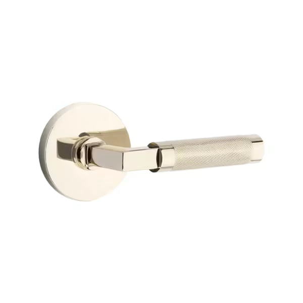 Emtek L-Square Knurled Door Lever with Disk Rosette