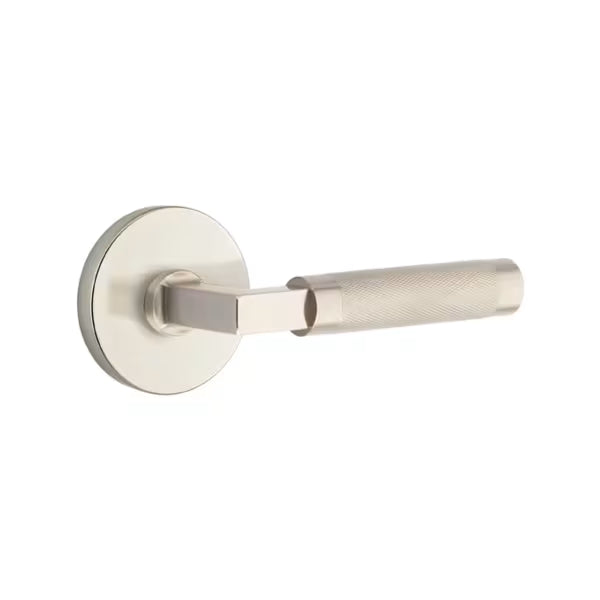 Emtek L-Square Knurled Door Lever with Disk Rosette