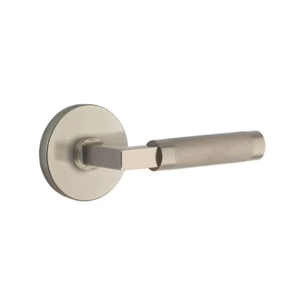 Emtek L-Square Knurled Door Lever with Disk Rosette