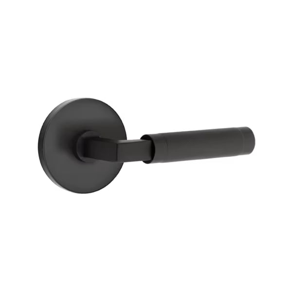 Emtek L-Square Knurled Door Lever with Disk Rosette