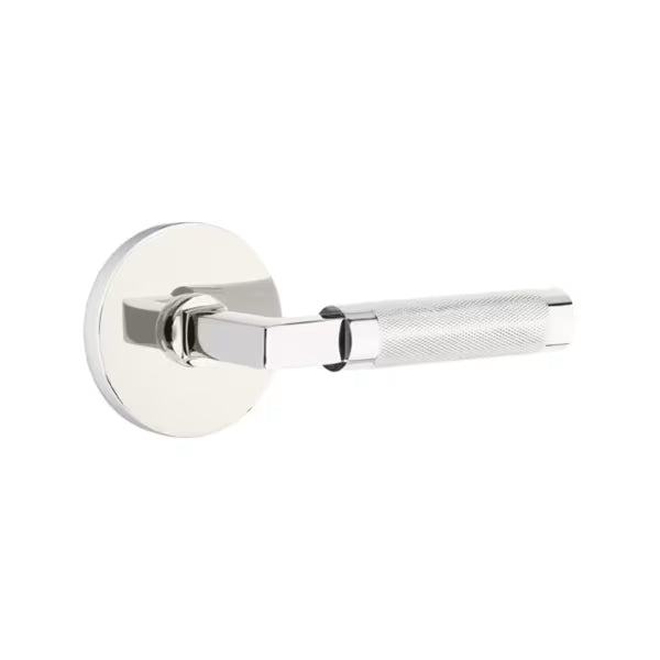 Emtek L-Square Knurled Door Lever with Disk Rosette