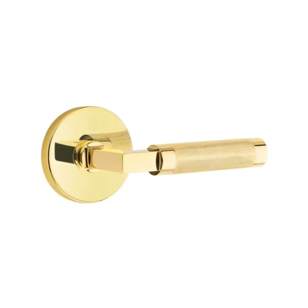 Emtek L-Square Knurled Door Lever with Disk Rosette