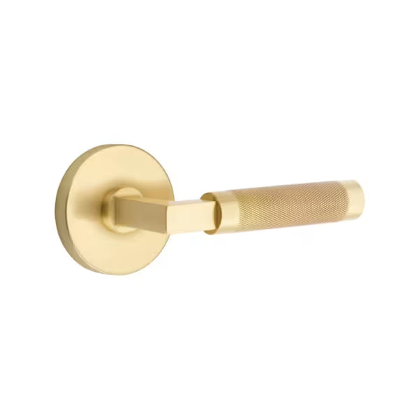 Emtek L-Square Knurled Door Lever with Disk Rosette