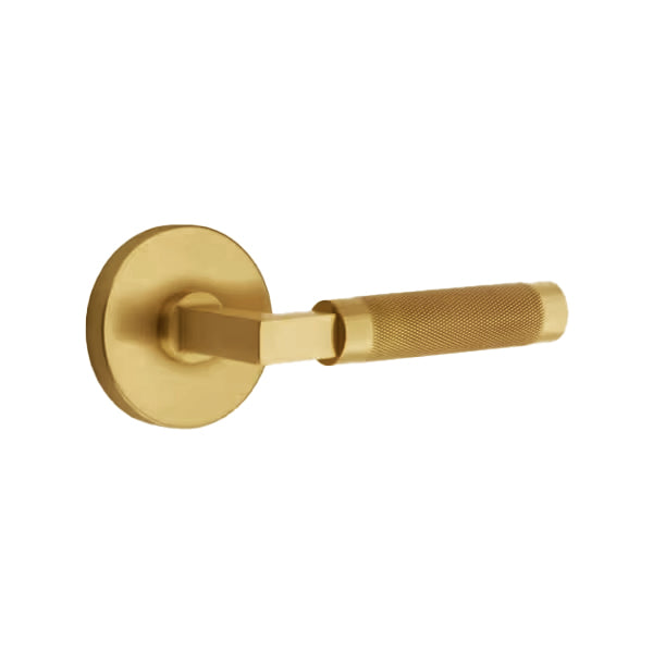 Emtek L-Square Knurled Door Lever with Disk Rosette