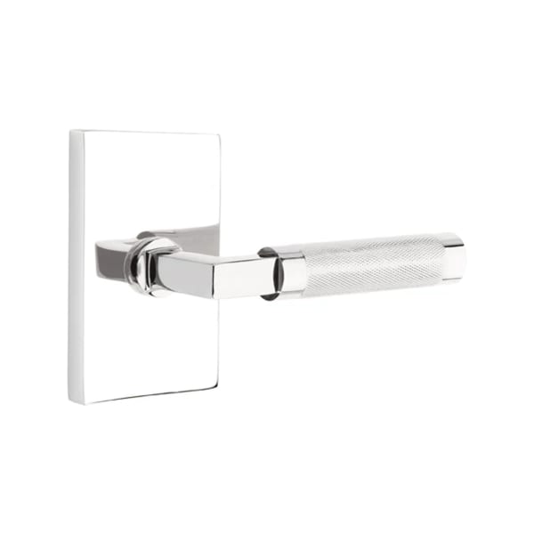Emtek L-Square Knurled Door Lever with Modern Rectangular Rosette