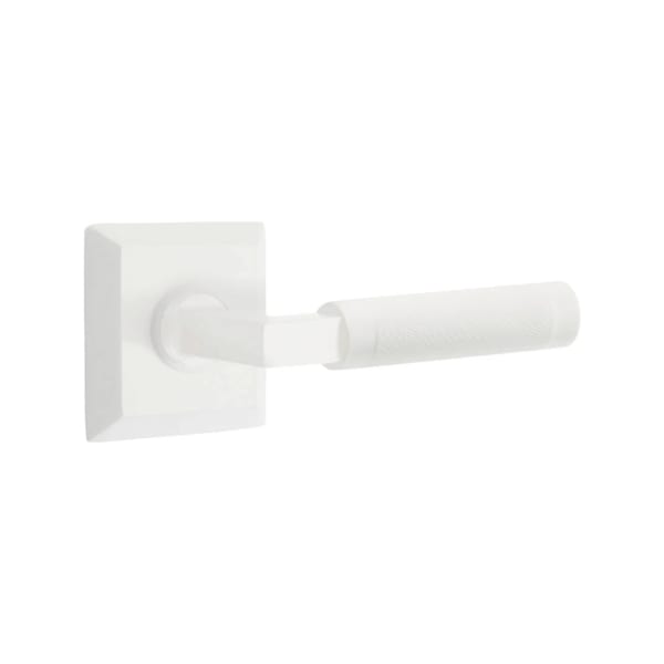 Emtek L-Square Knurled Style Door Lever with Quincy Rosette