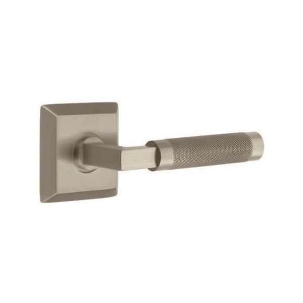 Emtek L-Square Knurled Style Door Lever with Quincy Rosette