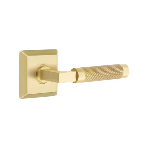 Emtek L-Square Knurled Style Door Lever with Quincy Rosette