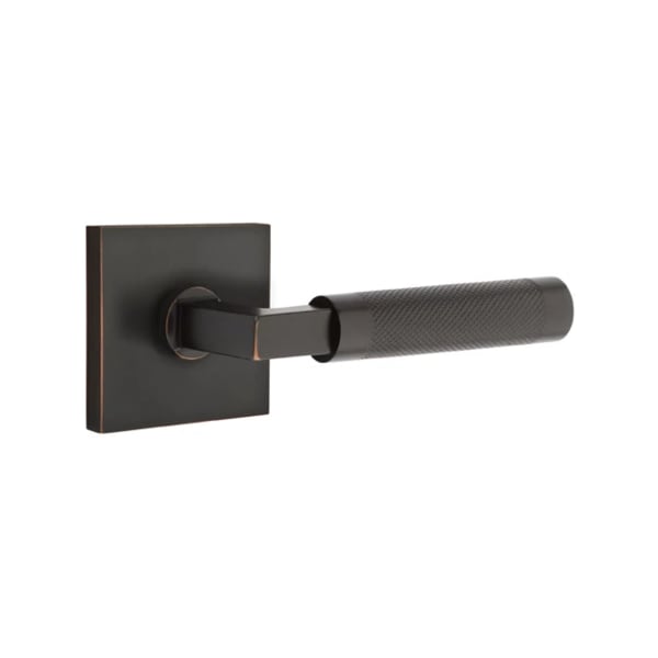 Emtek L-Square Knurled Door Lever with Square Rosette