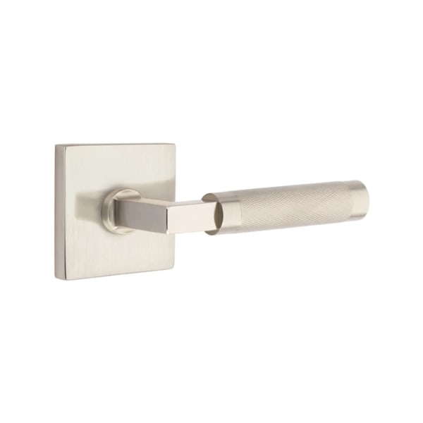 Emtek L-Square Knurled Door Lever with Square Rosette