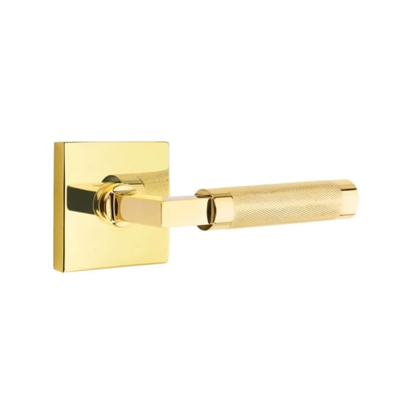 Emtek L-Square Knurled Door Lever with Square Rosette