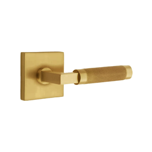Emtek L-Square Knurled Door Lever with Square Rosette