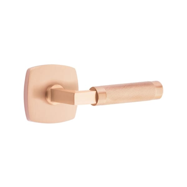 Emtek L-Square Knurled Door Lever with Urban Modern Rosette