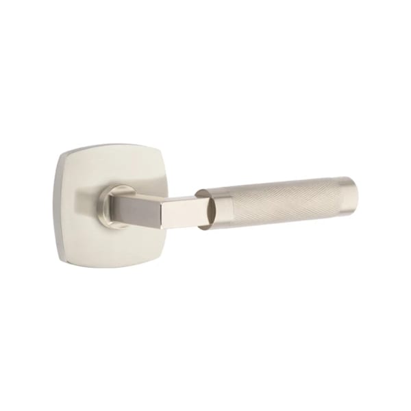 Emtek L-Square Knurled Door Lever with Urban Modern Rosette