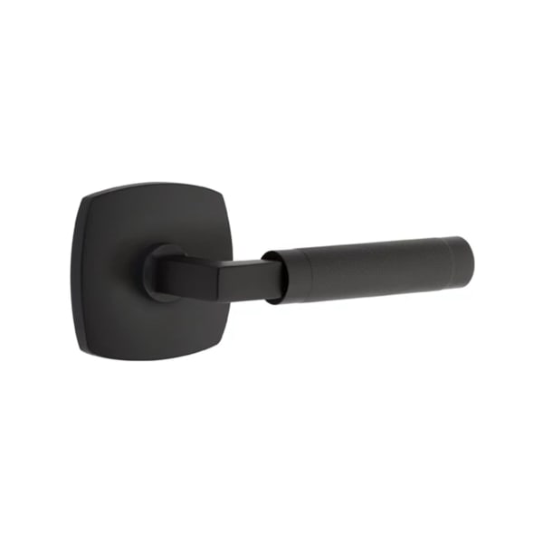 Emtek L-Square Knurled Door Lever with Urban Modern Rosette