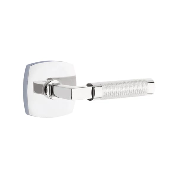 Emtek L-Square Knurled Door Lever with Urban Modern Rosette